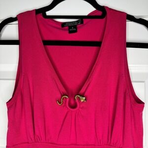 Y2K C'est City August Silk Hot Pink Tank Gold Snake Hardware Cavalli Vibes Sz M